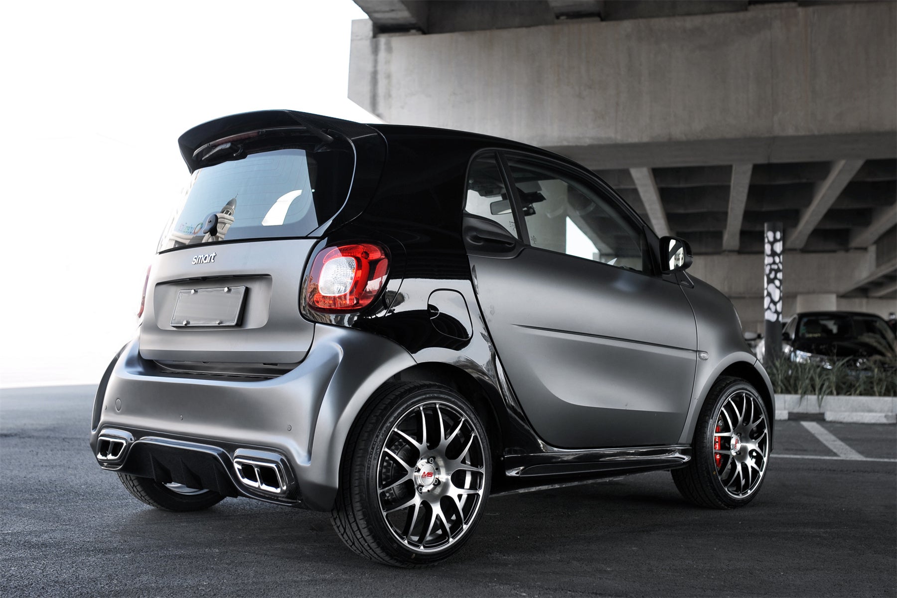 2016 - 2020 Smart Fortwo 453 BKSS Style Partial Carbon Fiber Rear Bumper